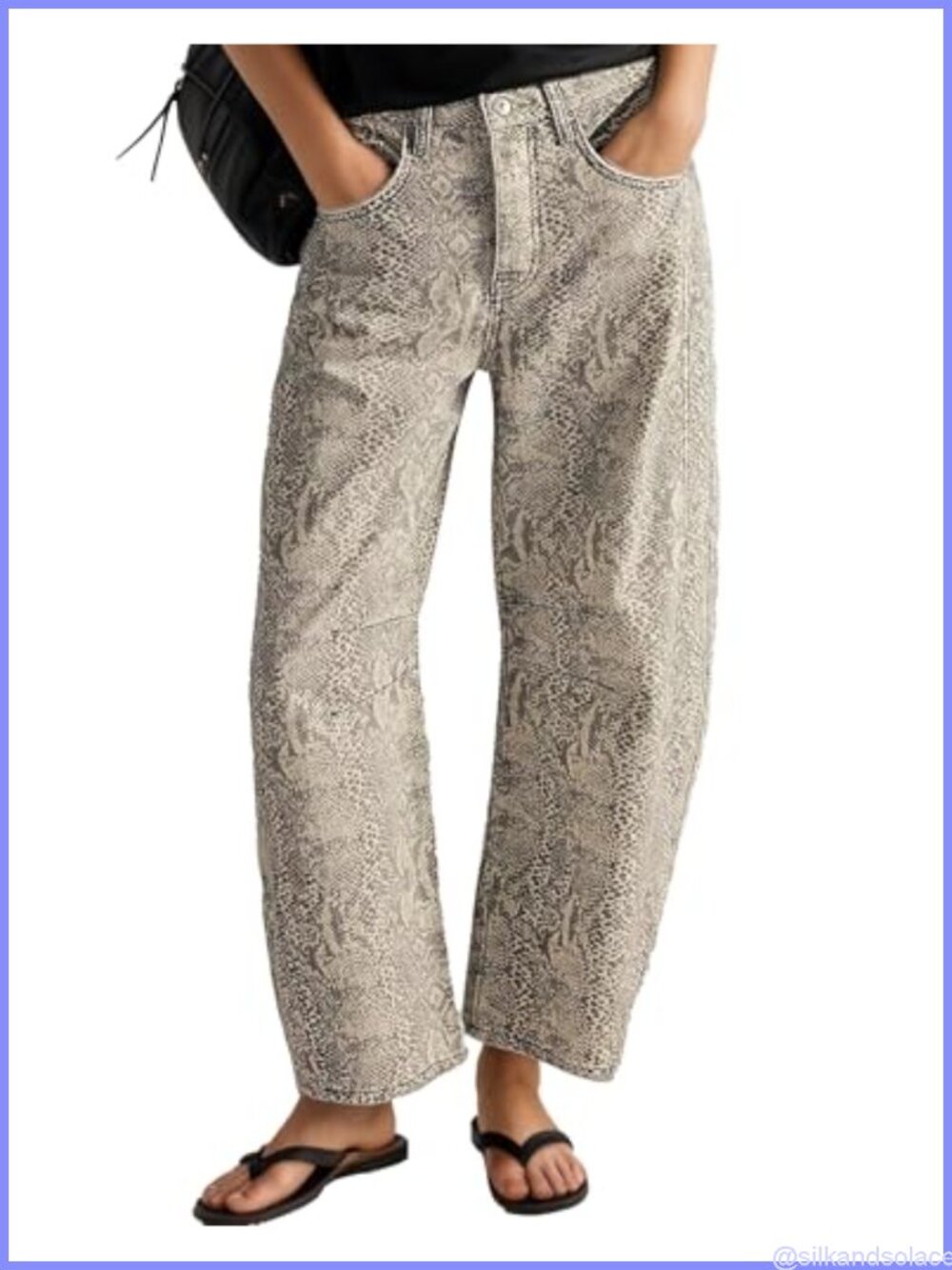 Womens Y2K Barrel Jeans Wide Leg Leopard Distressed Denim Pants Mid-Rise Ankle